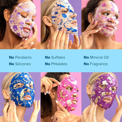 Collagen Facial Mask with Hyaluronic Acid and Algae Extract - Hydrating Sheet Masks for Women's Skincare - 6 Pack