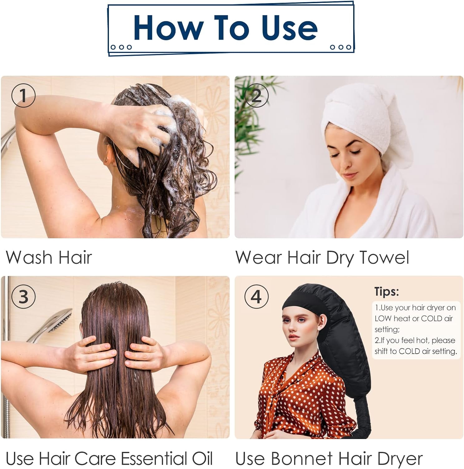 Upgraded Extra Large Bonnet Hair Dryer Attachment - Adjustable Soft Blow Dryer Cap for Efficient Natural Curly Hair Care and Fast Drying