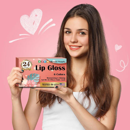 24 Pack Lip Gloss Set, Lip Oil for Dry Cracked Lips Moisturizing Hydrating Nourishing with Vitamin E