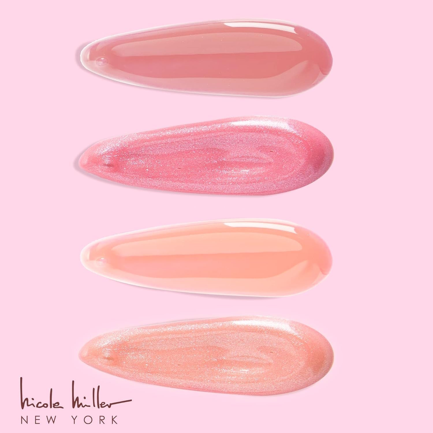 Nicole Miller Lip Gloss Collection Shimmery Glosses for Women and Girls Long Lasting Color Set with Rich Varied Colors, Peach, 10 Count (Pack of 1)