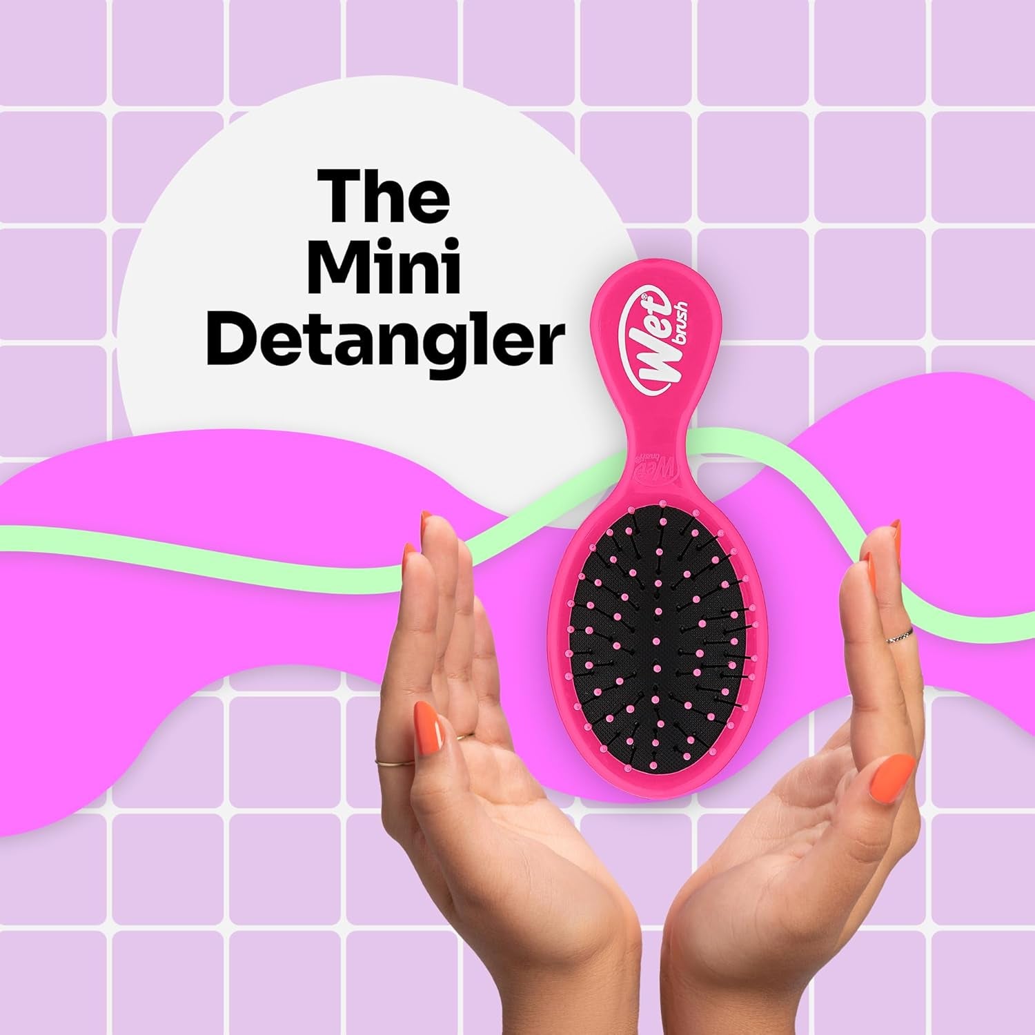 Detangling Brush, Mini Detangler Brush (Pink) - Wet & Dry Tangle-Free Hair Brush for Women & Men - No Tangle Soft & Flexible Bristles for Straight, Curly, & Thick Hair