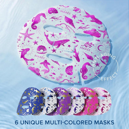 Collagen Facial Mask with Hyaluronic Acid and Algae Extract - Hydrating Sheet Masks for Women's Skincare - 6 Pack