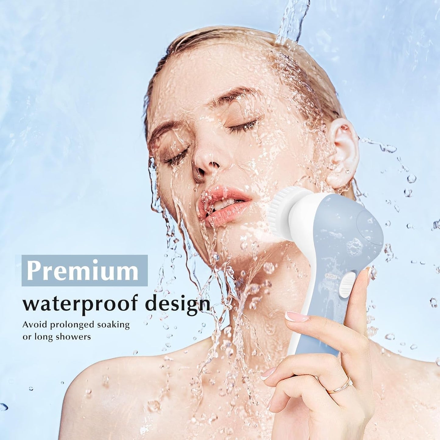 Facial Cleansing Brush Silicone Face Scrubber: 7 in 1 FBS-D Electric Exfoliating Rotating Massage Device Waterproof Deep Cleaning Exfoliation Spa Machine - Electronic Skin Care Wash System