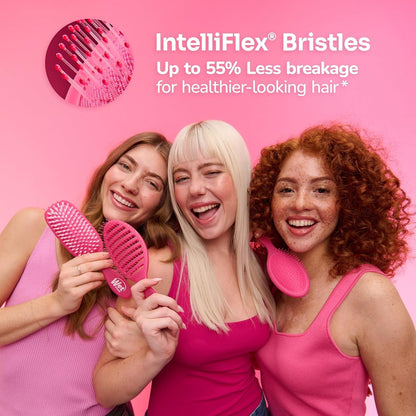 Detangling Brush, Mini Detangler Brush (Pink) - Wet & Dry Tangle-Free Hair Brush for Women & Men - No Tangle Soft & Flexible Bristles for Straight, Curly, & Thick Hair