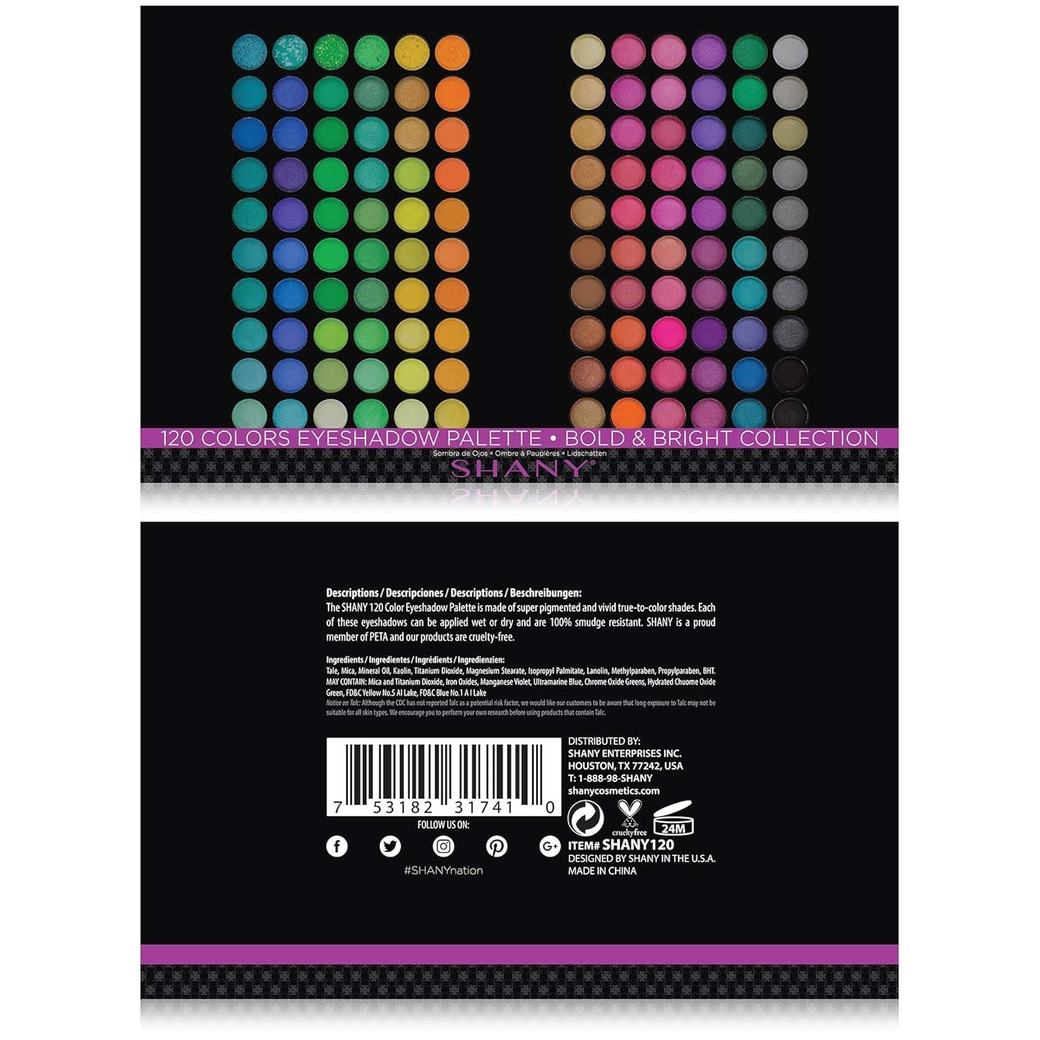 Highly Pigmented Eye Makeup Palette, 120 Matte Shimmer Metallic Eyeshadow Pallet with Long Lasting and Blendable Natural Colors - Classic Neon