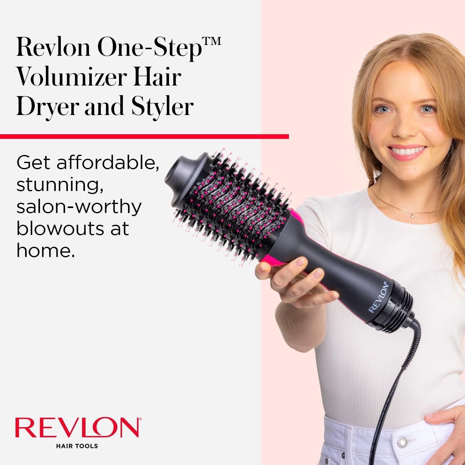 One-Step Volumizer Hair Dryer and Styler, for Less Frizz, More Shine, and Reduced Heat Damage for Salon Style round Brush for Blowout, Black (Amazon Exclusive)