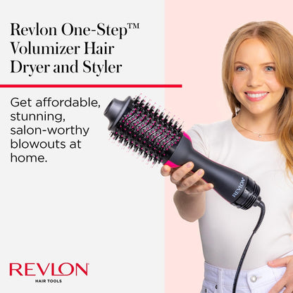 One-Step Volumizer Hair Dryer and Styler, for Less Frizz, More Shine, and Reduced Heat Damage for Salon Style round Brush for Blowout, Black (Amazon Exclusive)