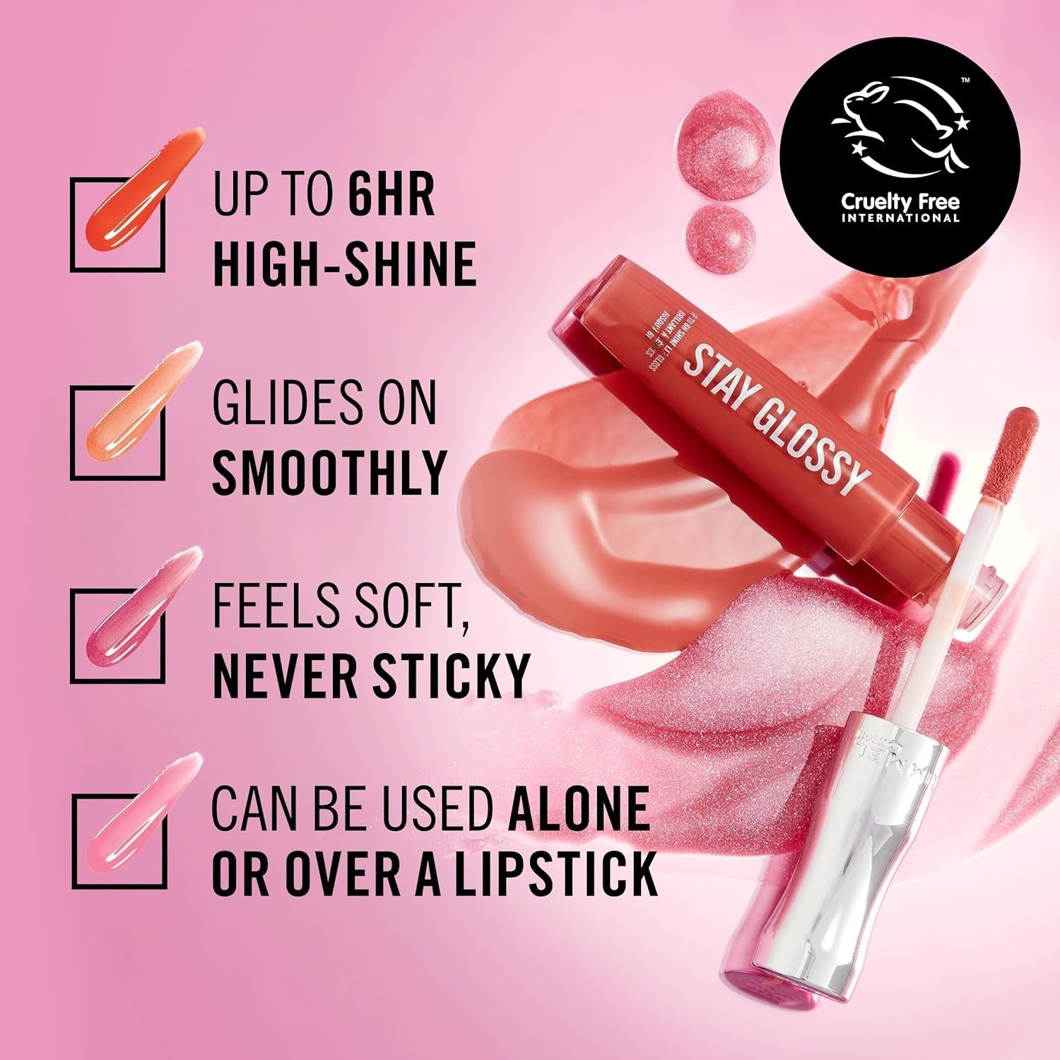 Stay Glossy Lip Gloss - Non-Sticky and Lightweight Formula for Lip Color and Shine - 030 Cake for Breakfast, .18Oz