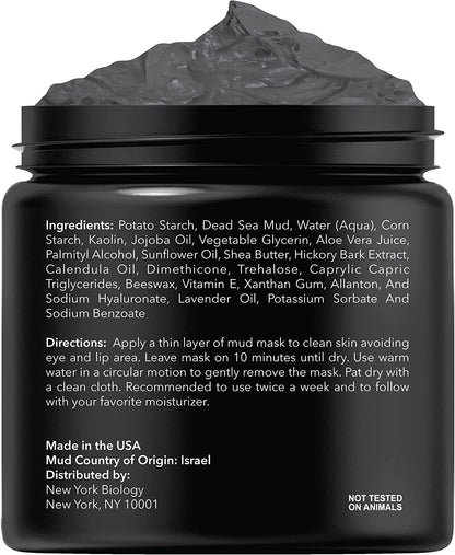 New York Biology Dead Sea Mud Mask for Face and Body - Spa Quality Pore Reducer for Acne, Blackheads & Oily Skin, Natural Skincare for Women, Men - Tightens Skin for a Healthier Complexion - 8.8 Oz