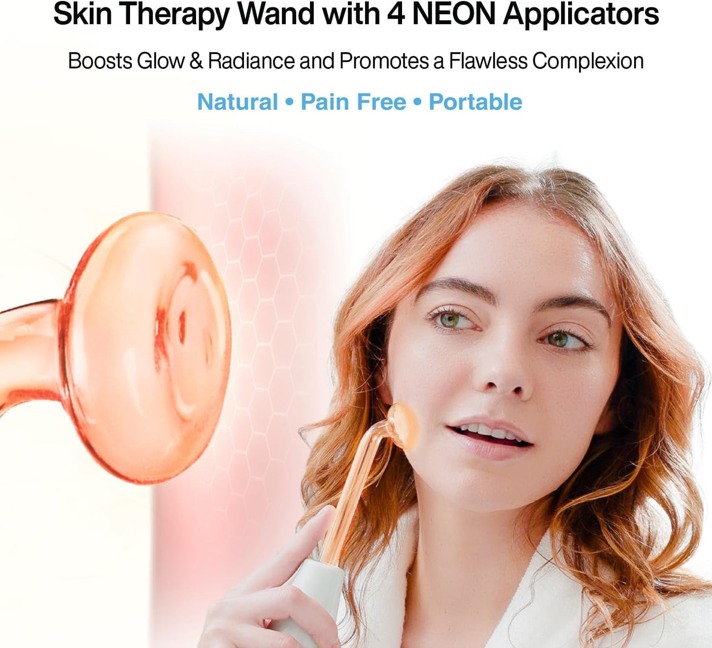 Nuderma Portable Handheld Skin Therapy Wand with Neon Technology for Anti-Aging, Skin Tightening, Wrinkle Reduction, Dark Circle Treatment, Clarification, and Hair & Scalp Stimulation