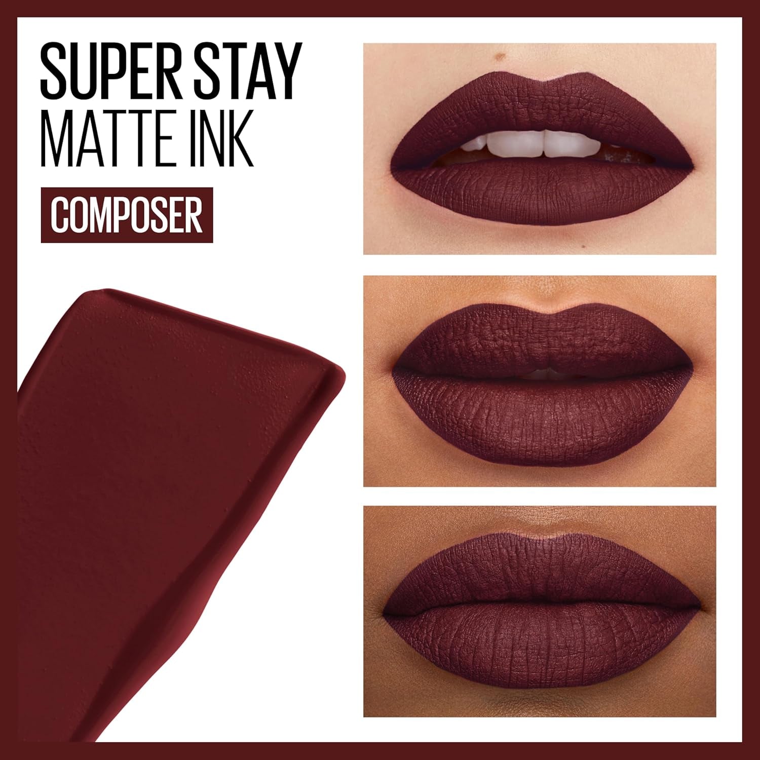Super Stay Matte Ink Liquid Lipstick Makeup, Long Lasting High Impact Color, up to 16H Wear, Composer, Cherry Brown, 1 Count, Packaging May Vary