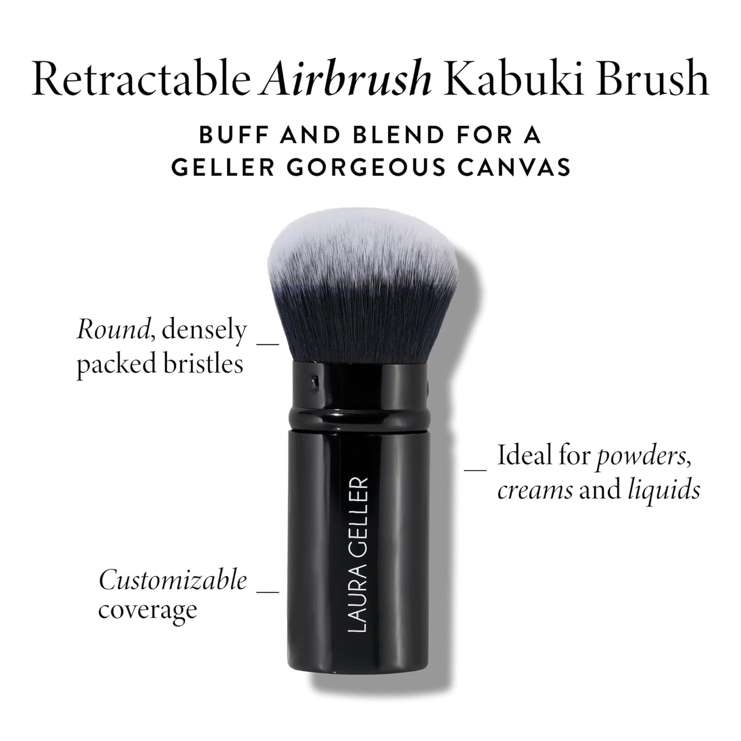 Retractable Airbrush Kabuki Brush for All Face Makeup & Foundation for Liquid, Cream and Powder Face Makeup with Aluminum Handle