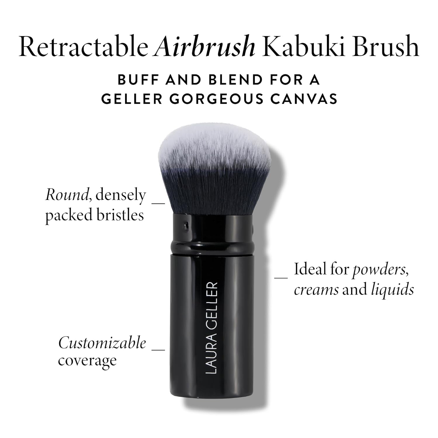 Retractable Airbrush Kabuki Brush for All Face Makeup & Foundation for Liquid, Cream and Powder Face Makeup with Aluminum Handle