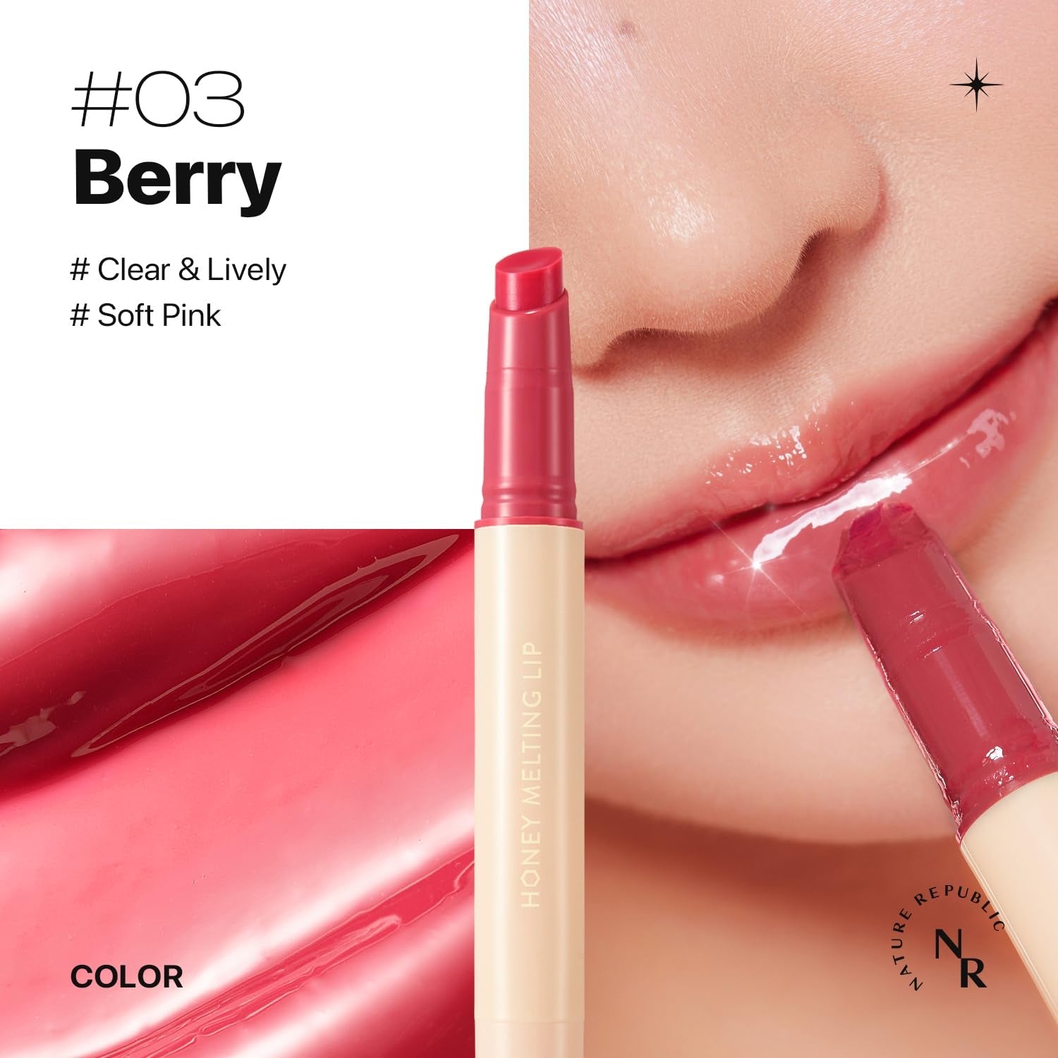 HONEY MELTING LIP (03 BERRY) SOFT LIP STICK, Korean Lip, Lip Gloss, Glow Lip, Glossy, Lip Balm, Lip Crayon, Jelly Gloss, Lip Pen, Tint, Korean Make Up
