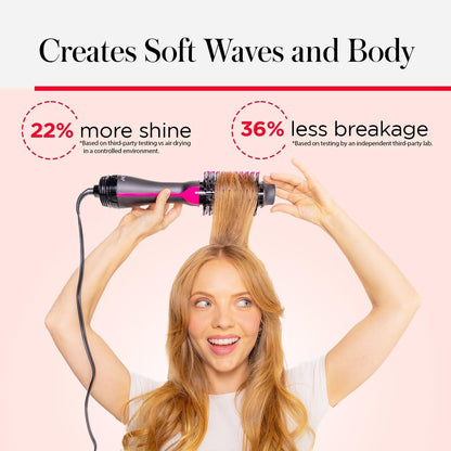 One-Step Volumizer Hair Dryer and Styler, for Less Frizz, More Shine, and Reduced Heat Damage for Salon Style round Brush for Blowout, Black (Amazon Exclusive)