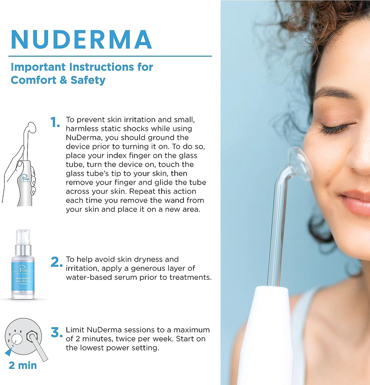 Nuderma Portable Handheld Skin Therapy Wand with Neon Technology for Anti-Aging, Skin Tightening, Wrinkle Reduction, Dark Circle Treatment, Clarification, and Hair & Scalp Stimulation