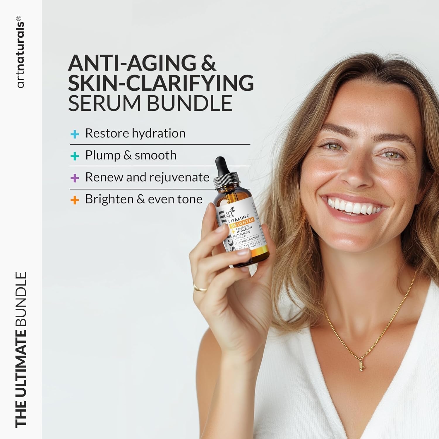 Vitamin C Serum Skin Care 4-Piece Set: Includes Retinol, Hyaluronic Acid & Niacinamide – Anti-Aging, Skin Brightening, Hydrating, Wrinkle Reduction, Dark Spot Corrector – 3-Month Supply –