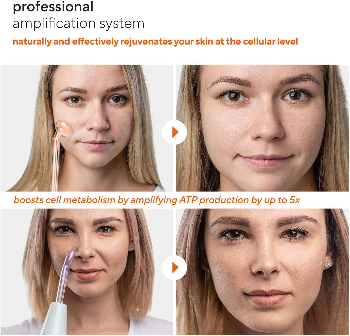 Nuderma Professional Skin Therapy Wand - Portable Device with 6 Neon and Argon Wands for Enhanced Skin Clarity, Firmness, and Tightening