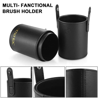 Makeup Brush Set Professional, 12 Pearlescent Wood Handle Makeup Brushes, Premium Cruelty-Free Synthetic Fiber Hair, Travel Make up Brushes Set with Case (Black).