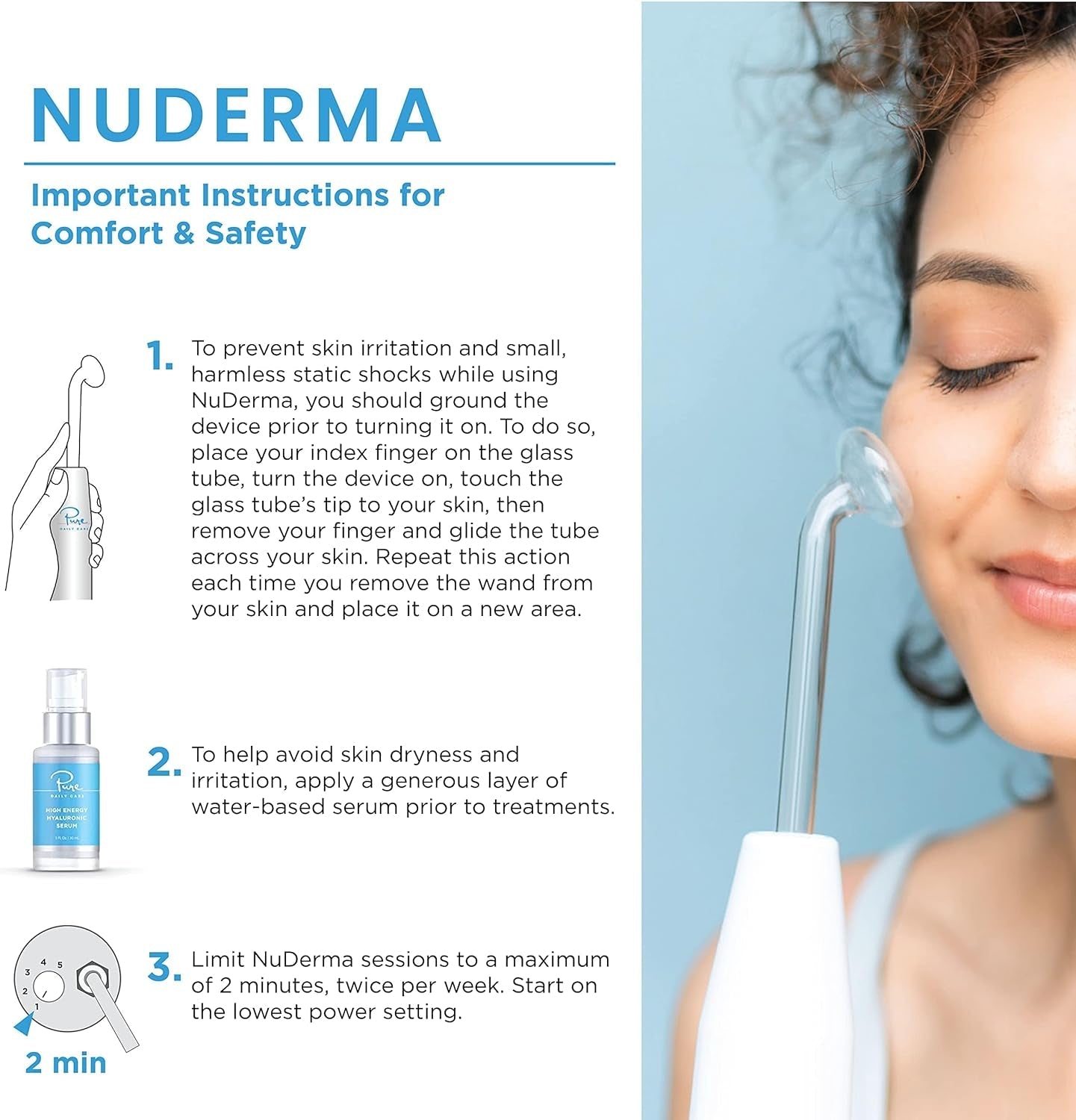 Nuderma Clinical Skin Therapy Wand - Portable Device with 6 Fusion Neon and Argon Wands for Anti-Aging, Skin Tightening, Clarifying, and Radiance Enhancement
