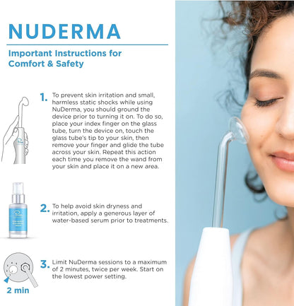 Nuderma Professional Skin Therapy Wand - Portable Device with 6 Neon and Argon Wands for Enhanced Skin Clarity, Firmness, and Tightening