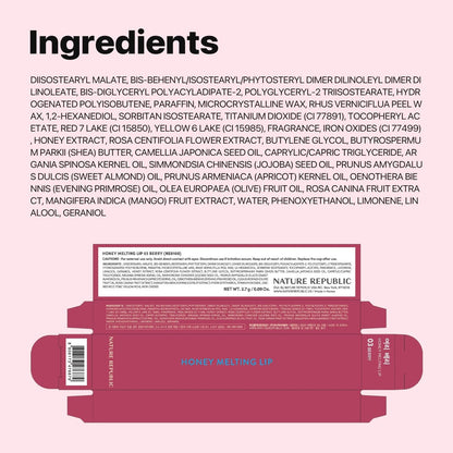 HONEY MELTING LIP (03 BERRY) SOFT LIP STICK, Korean Lip, Lip Gloss, Glow Lip, Glossy, Lip Balm, Lip Crayon, Jelly Gloss, Lip Pen, Tint, Korean Make Up