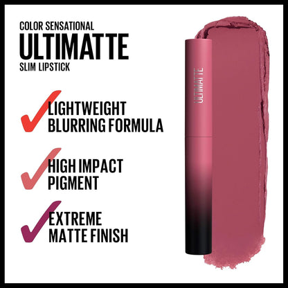 Color Sensational Ultimatte Matte Lipstick, Non-Drying, Intense Color Pigment, More Mauve, Purple Mauve Pink, 1 Count