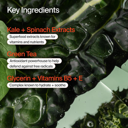 Superfood Facial Cleanser, Kale and Green Tea Spinach Face Wash, Gentle Makeup Remover + Pore Minimizer for All Skin Types, Vegan, Refillable Skincare