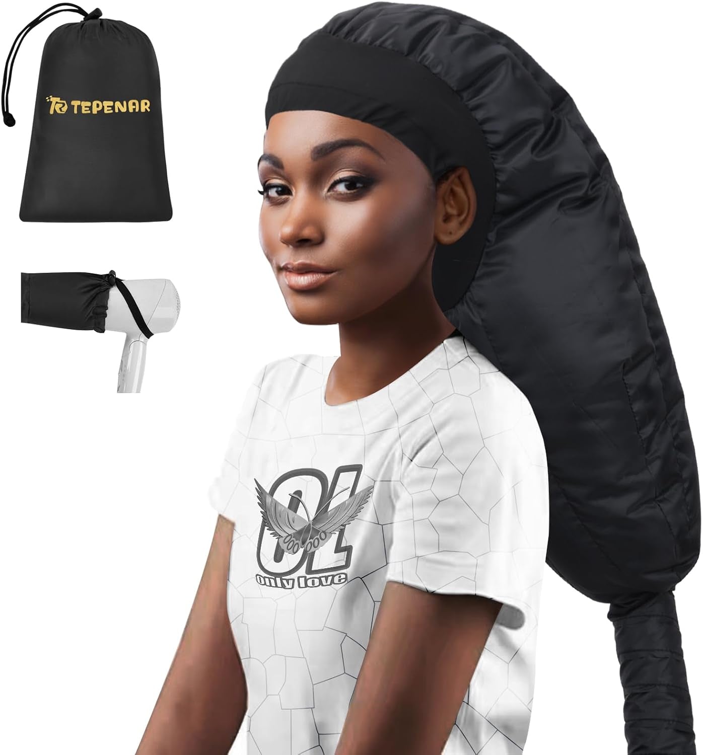 Upgraded Extra Large Bonnet Hair Dryer Attachment - Adjustable Soft Blow Dryer Cap for Efficient Natural Curly Hair Care and Fast Drying