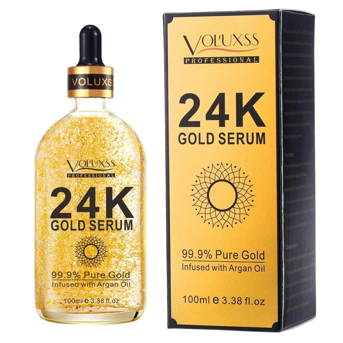24K Gold Serum for Face,Skin Brightening anti Aging Face Serum Moisturizer with Vitamin C,Hyaluronic Acid & Argan Oil for Dark Spots & Fine Lines,Korean Skin Care Glow Collagen Booster Serum