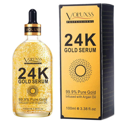 24K Gold Serum for Face,Skin Brightening anti Aging Face Serum Moisturizer with Vitamin C,Hyaluronic Acid & Argan Oil for Dark Spots & Fine Lines,Korean Skin Care Glow Collagen Booster Serum
