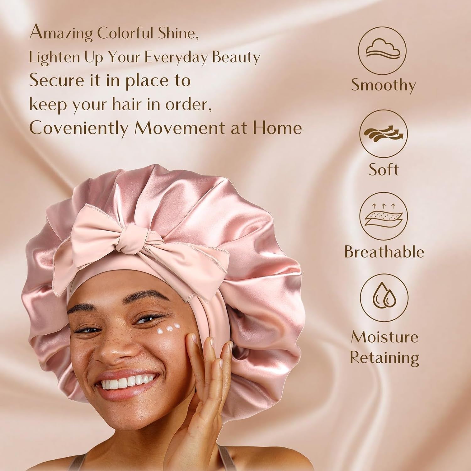Double Layer Satin Lined Silk Bonnet for Women with Tie Band - Ideal for Curly Hair Care During Sleep