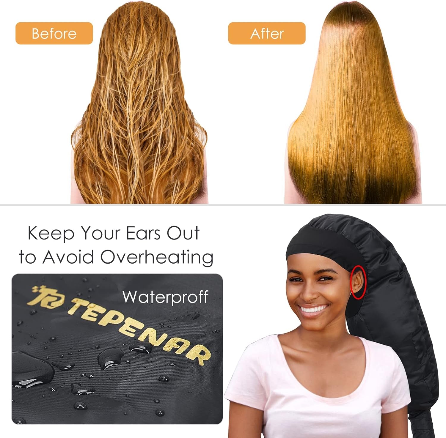 Upgraded Extra Large Bonnet Hair Dryer Attachment - Adjustable Soft Blow Dryer Cap for Efficient Natural Curly Hair Care and Fast Drying