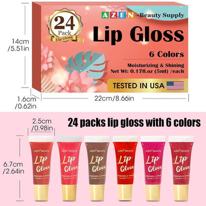 24 Pack Lip Gloss Set, Lip Oil for Dry Cracked Lips Moisturizing Hydrating Nourishing with Vitamin E