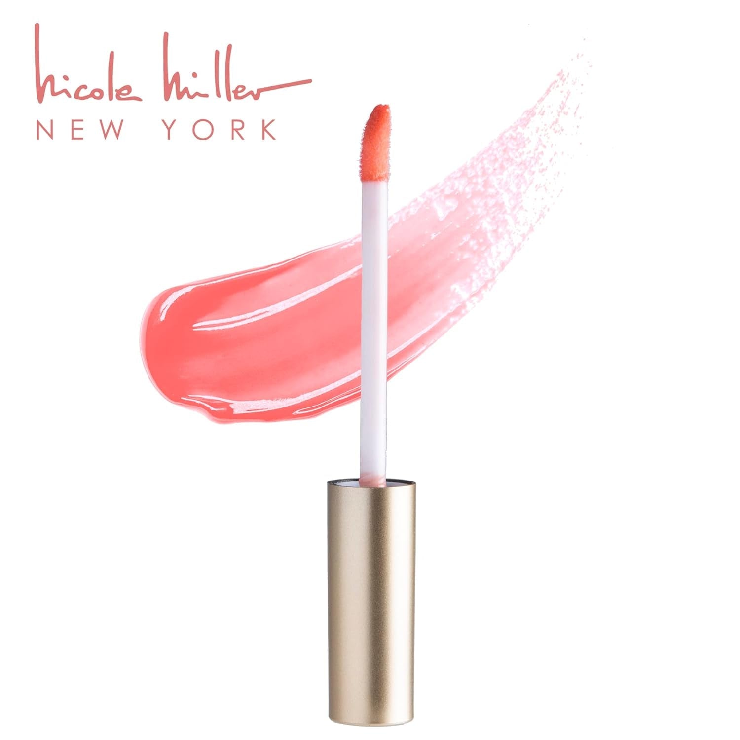 Nicole Miller Lip Gloss Collection Shimmery Glosses for Women and Girls Long Lasting Color Set with Rich Varied Colors, Peach, 10 Count (Pack of 1)