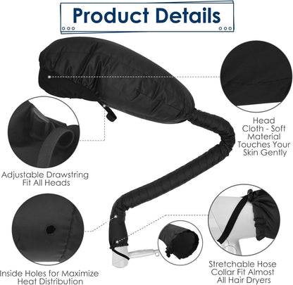 Upgraded Extra Large Bonnet Hair Dryer Attachment - Adjustable Soft Blow Dryer Cap for Efficient Natural Curly Hair Care and Fast Drying